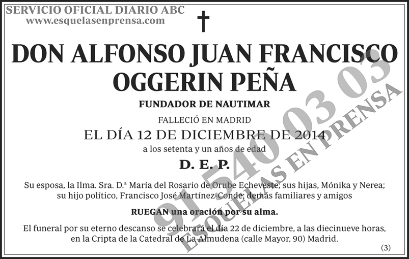 Alfonso Juan Francisco Oggerin Peña